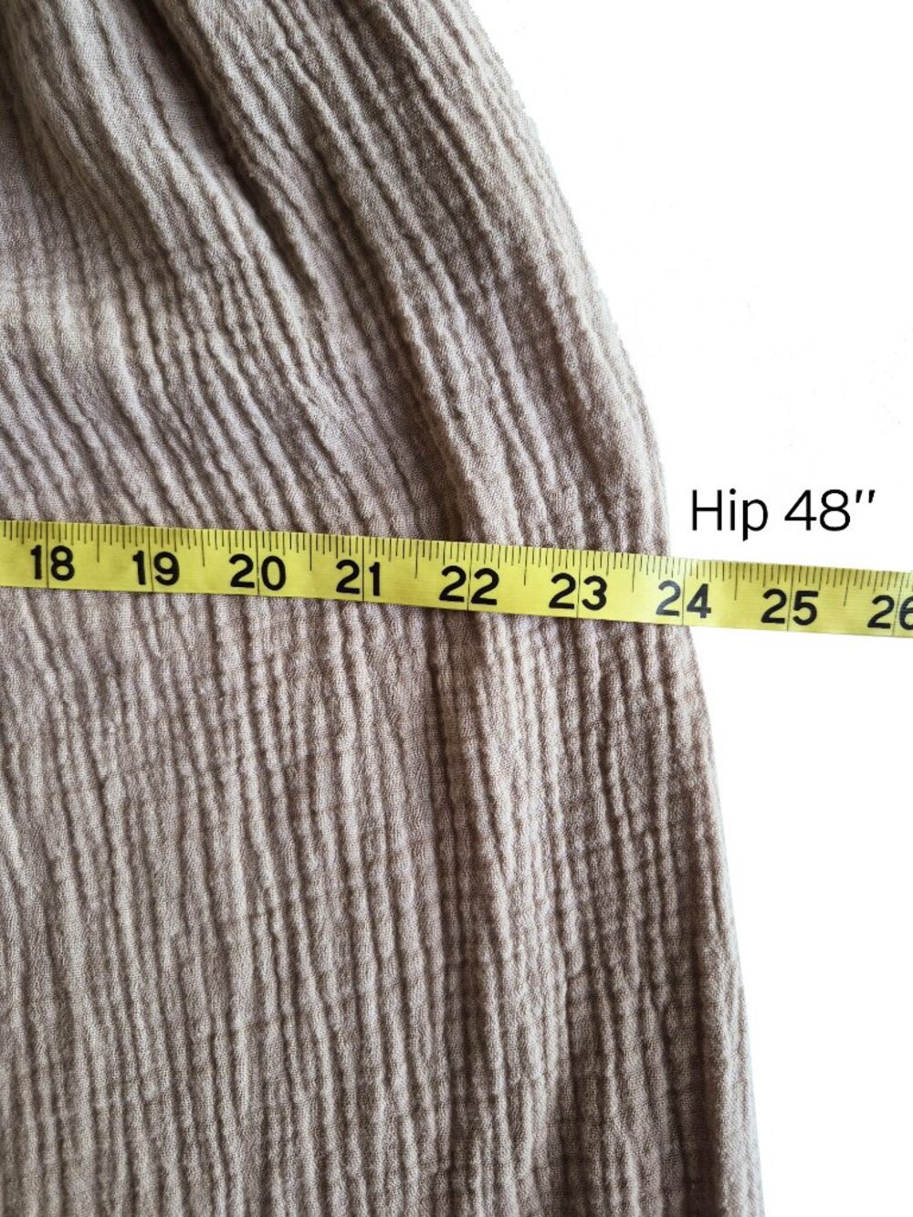 Cotton Gauze Beige Drawstring Waffle Texture Lightweight Wide Leg Ankle Length M - Picture 10 of 13